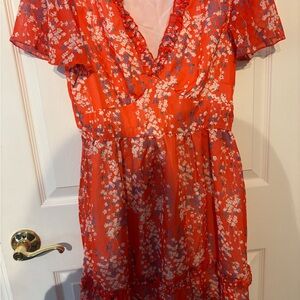 SHEIN Red Floral Mini Dress